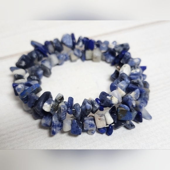 Sodalite Coil Wrap Beaded Bracelet Handmade - New - Picture 2 of 9
